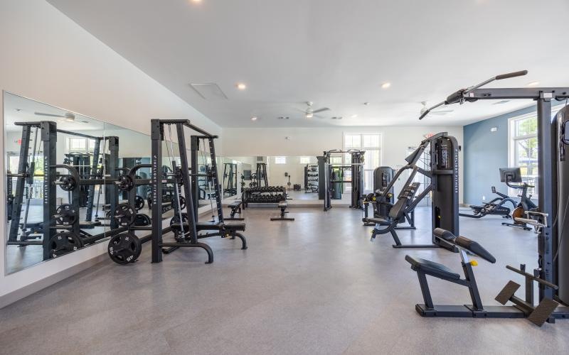 a gym with exercise equipment