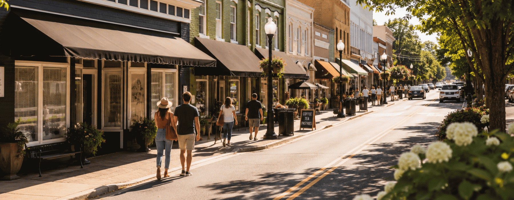 image of storefronts and landscaping