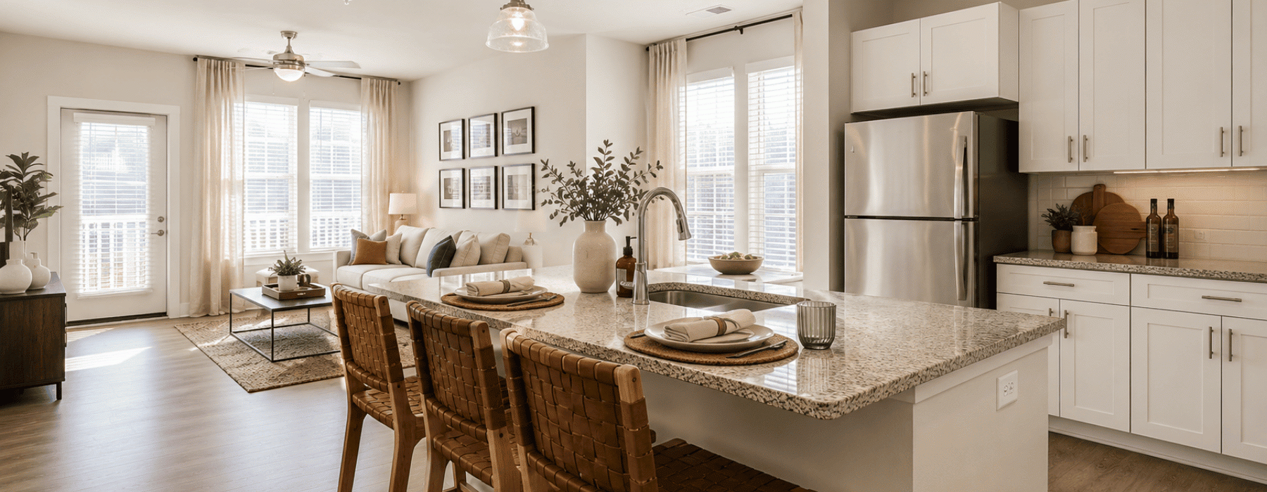 kitchen with bright lighting