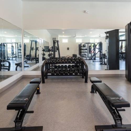 a room with exercise equipment
