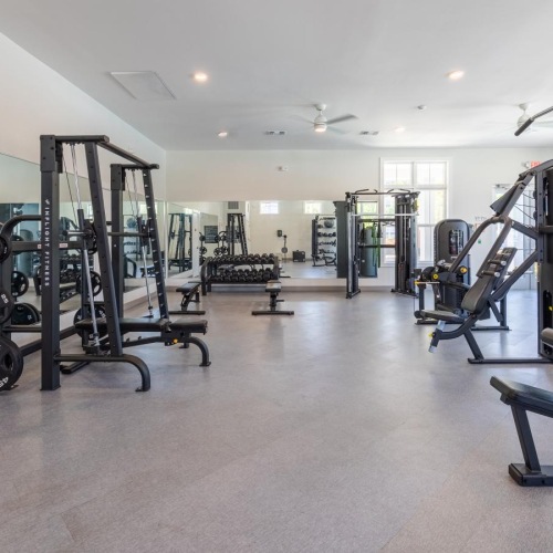 a gym with exercise equipment